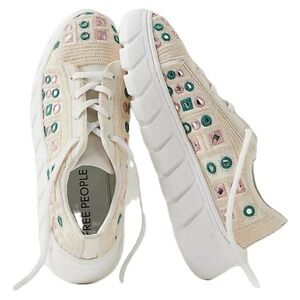 FREE PEOPLE Catch Me If You Can Crochet Sneakers Pink & Green Mirror
